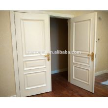 Luxury design white finish solid double wooden door